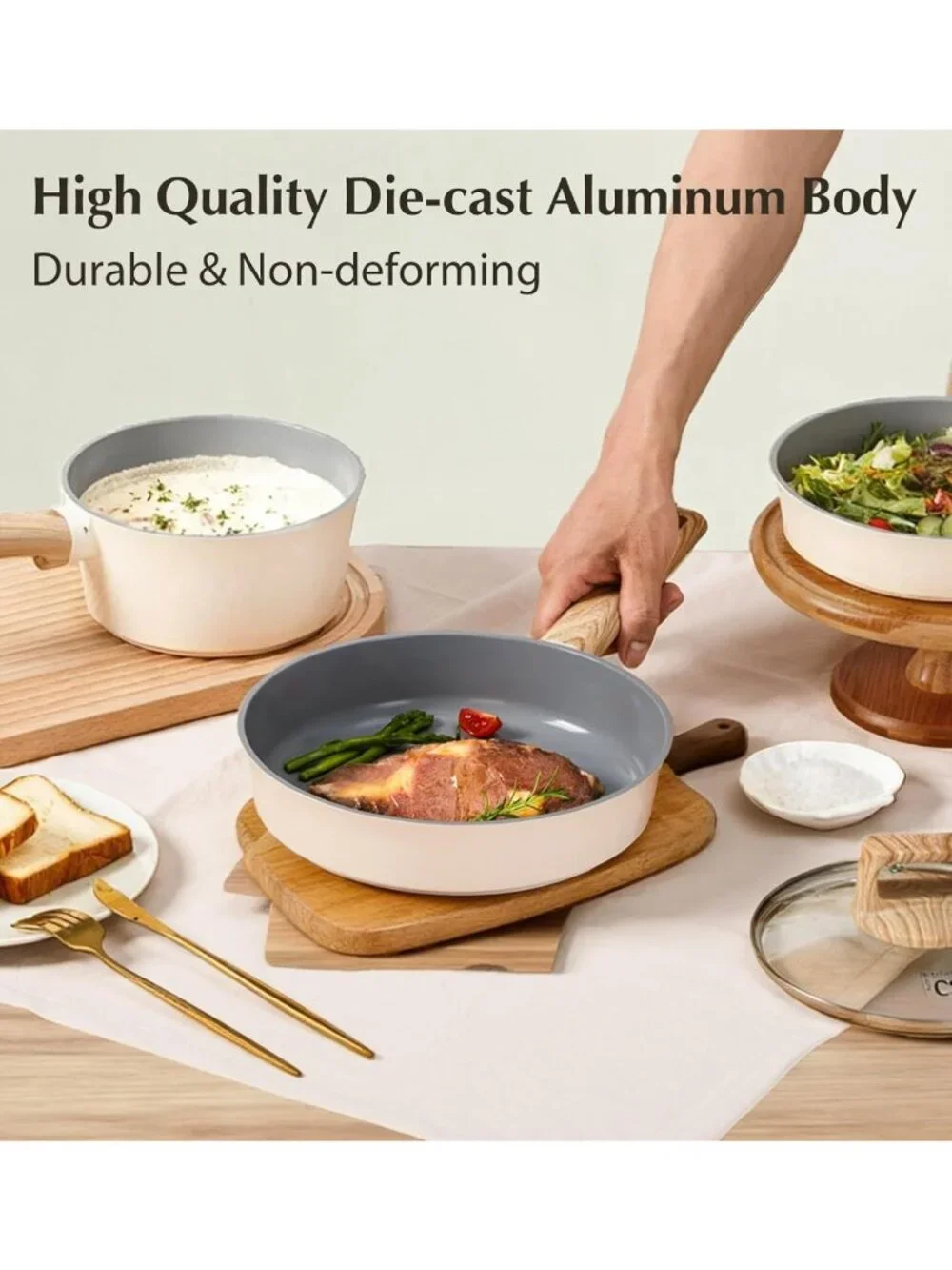 Nonstick Ceramic Cookware Set - Induction Compatible, Dishwasher Safe